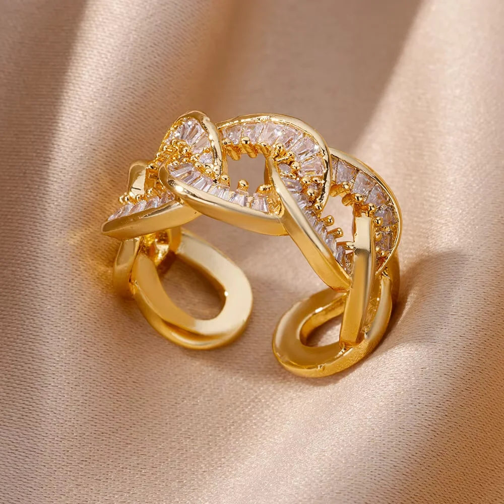 Gold Tone Cubic Zirconia Ring