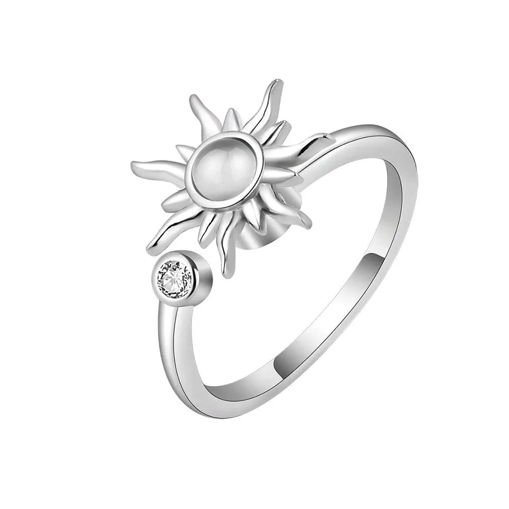 Rotating Fidget Spinner Ring with Floral Design
