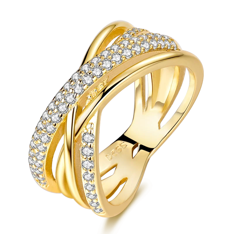 Eleganter LOVE Ring aus 925 Sterling Silber – Goldfarben