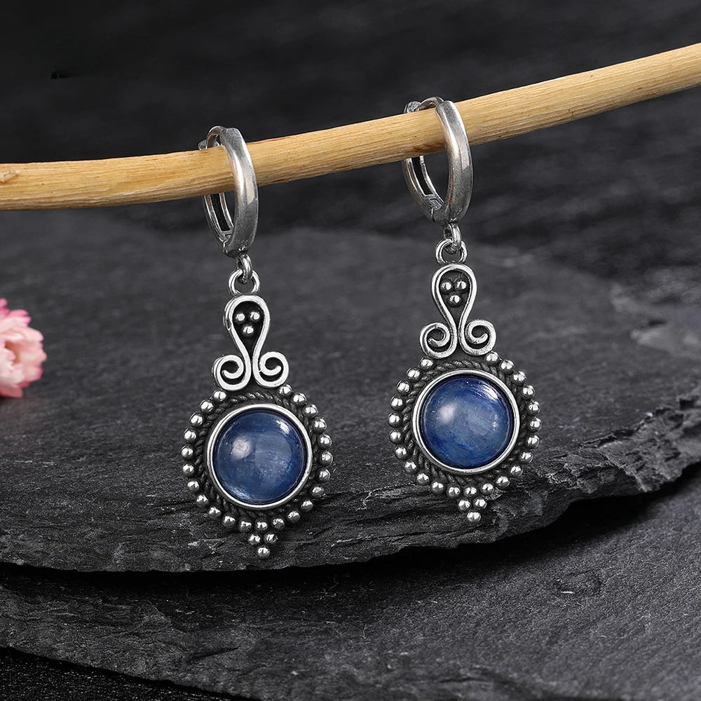 Elegant Kyanite Silver Drop Earrings