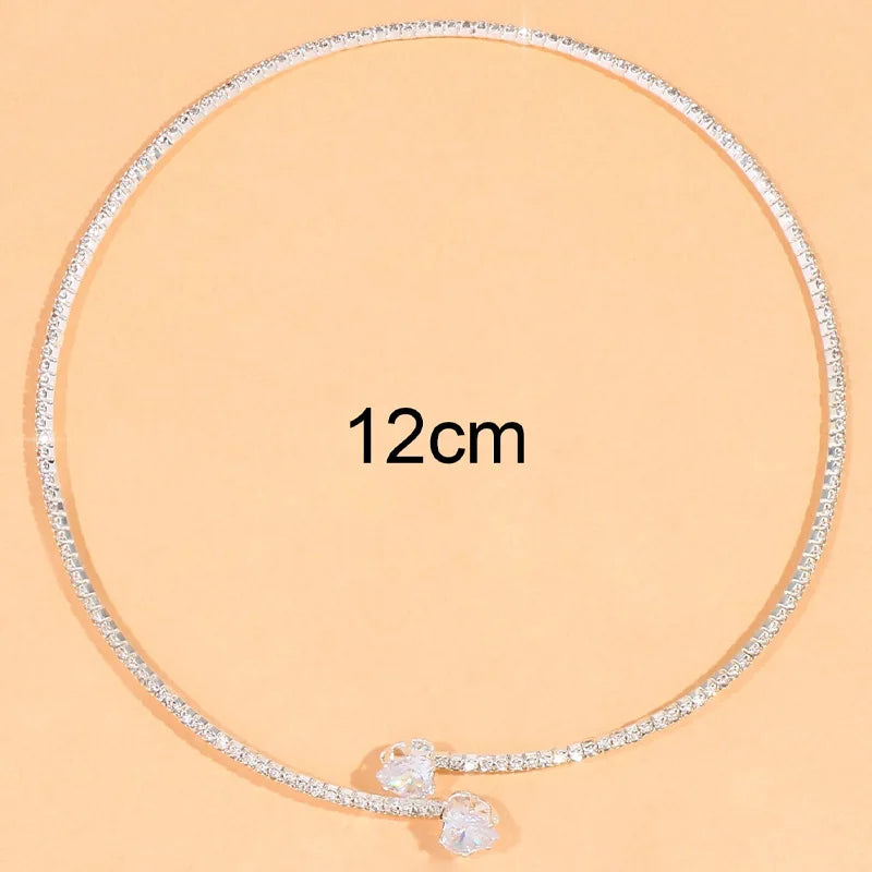 Elegant heart choker necklace with sparkling rhinestones. Minimal, feminine, and perfect for any outfit.
