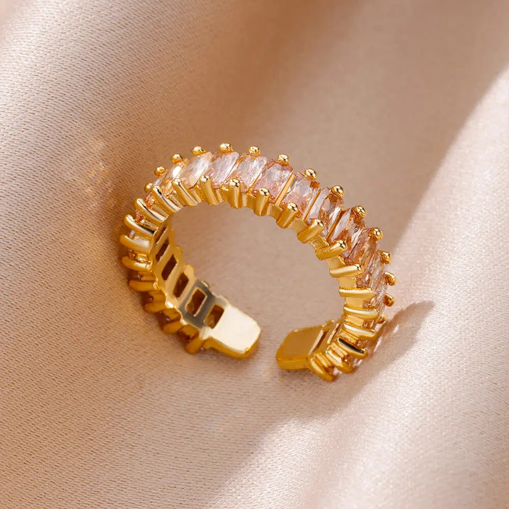 Gold Tone Cubic Zirconia Ring