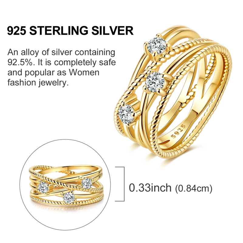 Eleganter LOVE Ring aus 925 Sterling Silber – Goldfarben