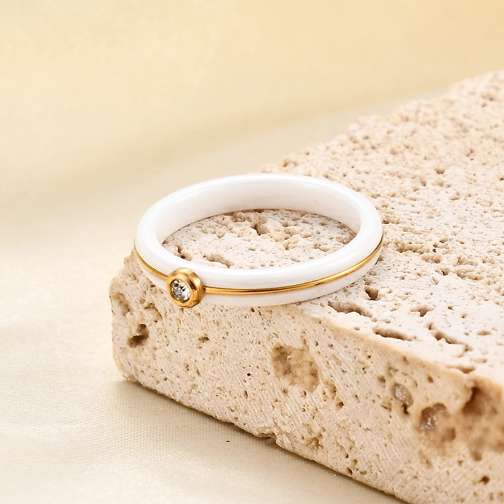 4MM Gold Tone Ceramic Ring