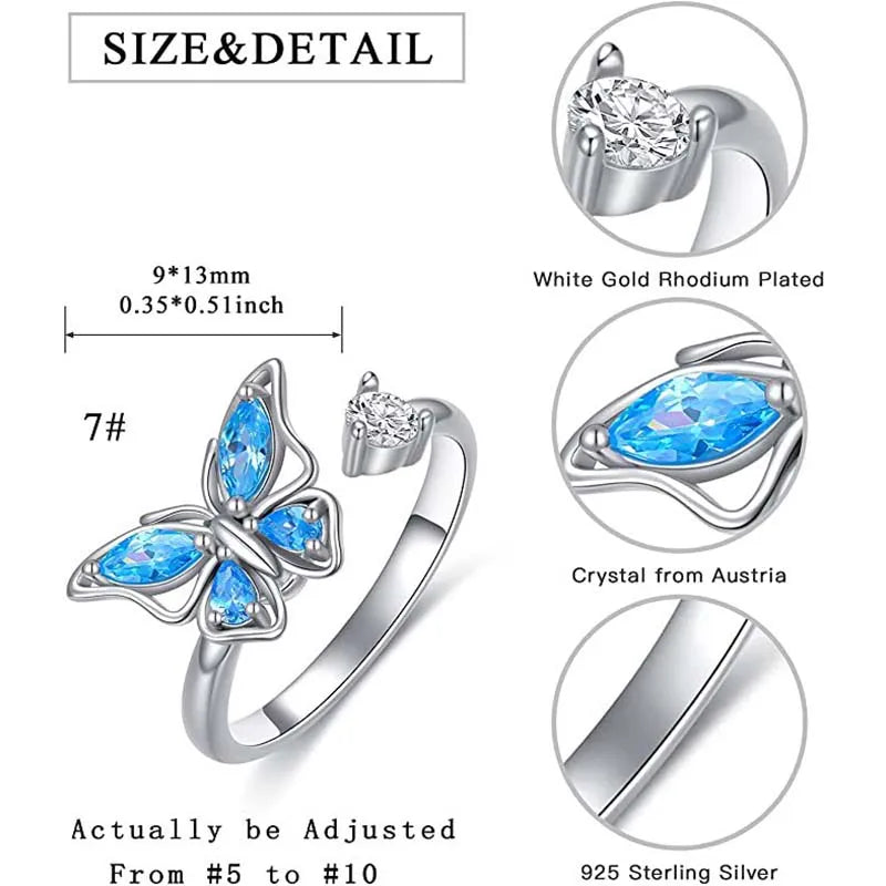 Rotating Fidget Spinner Ring with Floral Design