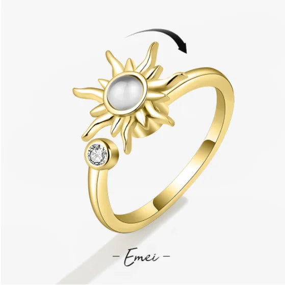 Elegant Sunflower Spinner Ring in Stainless Steel