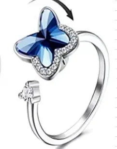 Rotating Fidget Spinner Ring with Floral Design