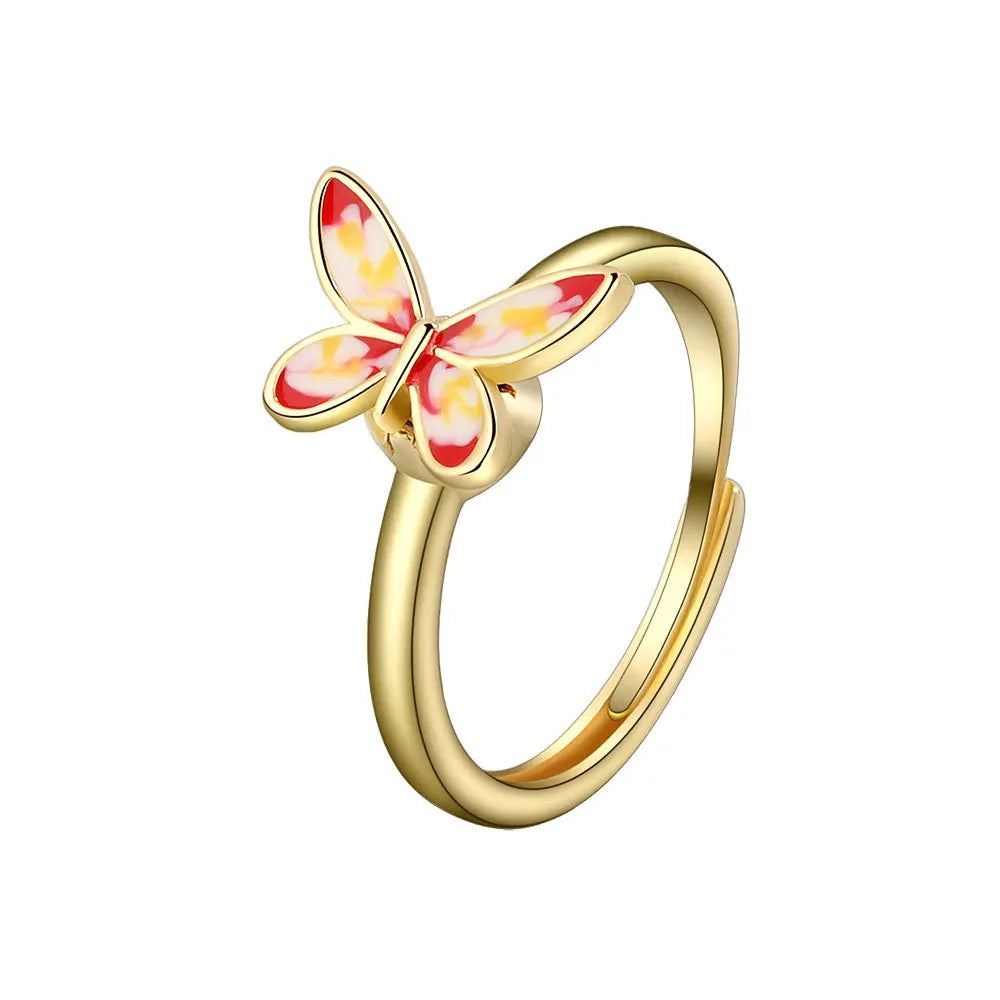 Rotating Fidget Spinner Ring with Floral Design