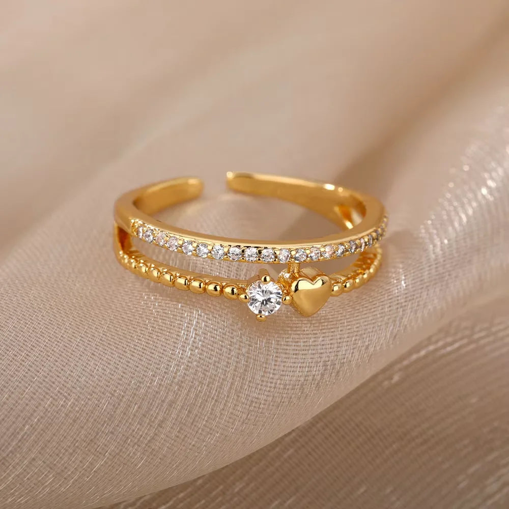 Gold Tone Cubic Zirconia Ring