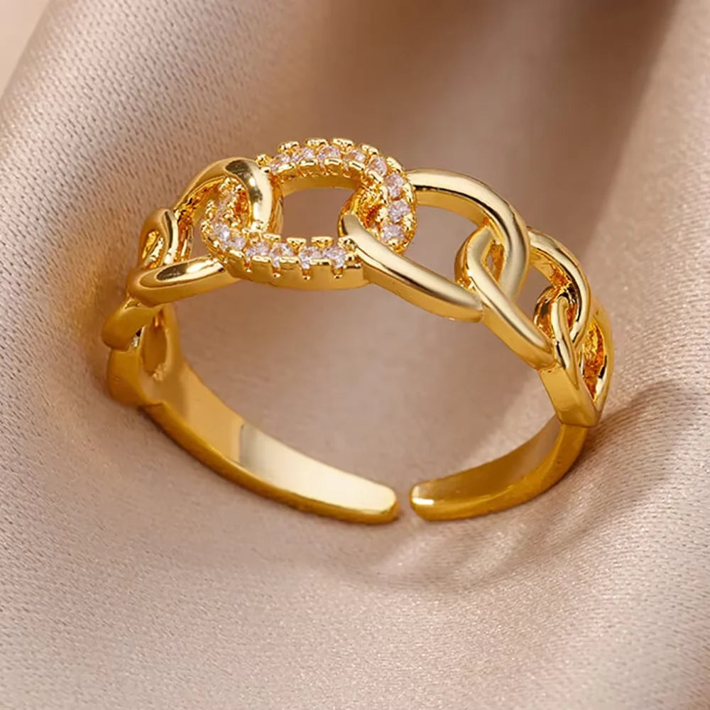 Gold Tone Cubic Zirconia Ring