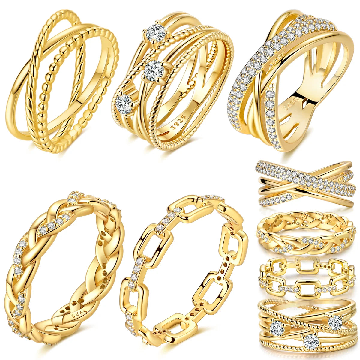 Eleganter LOVE Ring aus 925 Sterling Silber – Goldfarben