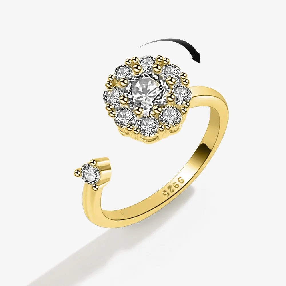 Rotating Fidget Spinner Ring with Floral Design