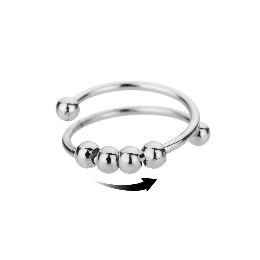 Elegant Sunflower Spinner Ring in Stainless Steel
