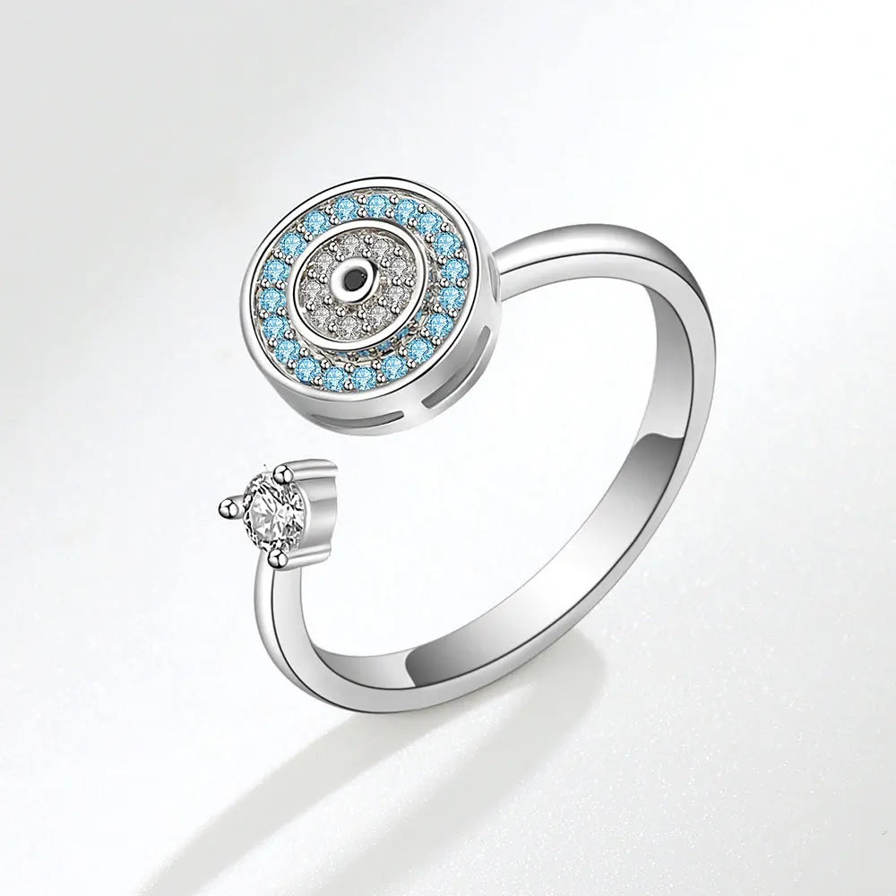 Rotating Fidget Spinner Ring with Floral Design