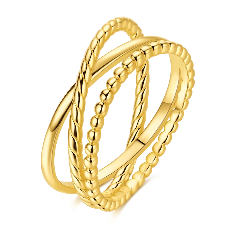 Eleganter LOVE Ring aus 925 Sterling Silber – Goldfarben