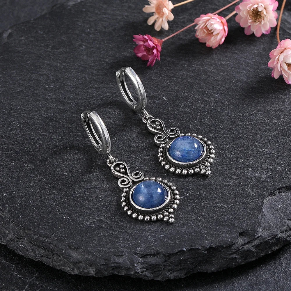 Elegant Kyanite Silver Drop Earrings