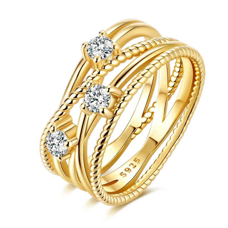 Eleganter LOVE Ring aus 925 Sterling Silber – Goldfarben