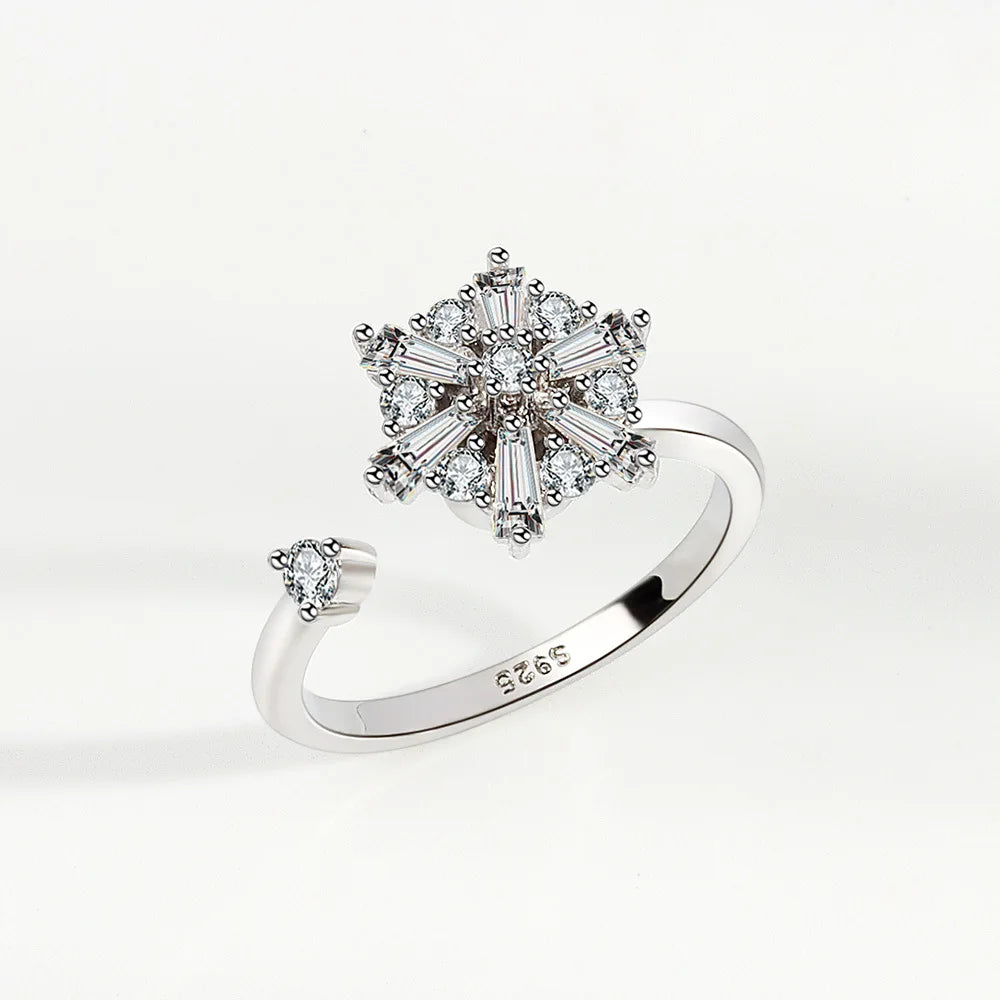 Rotating Fidget Spinner Ring with Floral Design