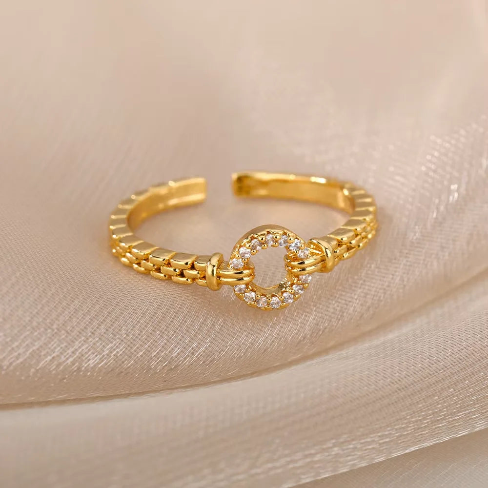 Gold Tone Cubic Zirconia Ring